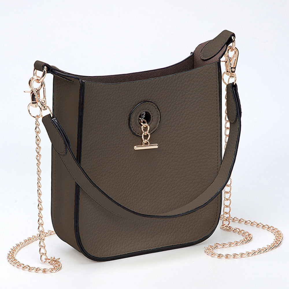 Faux Leather Chain Shoulder Mini Crossbody Bag